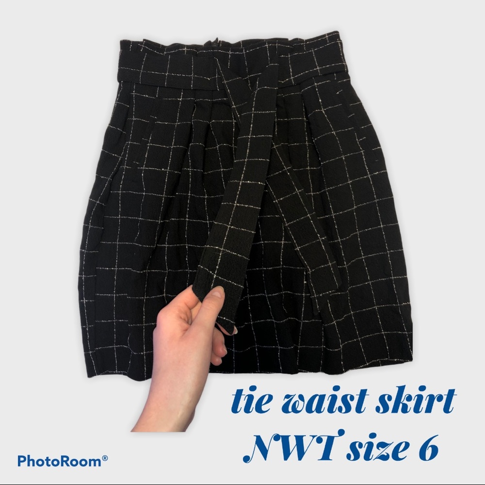 NWT tie waist checkered skirt